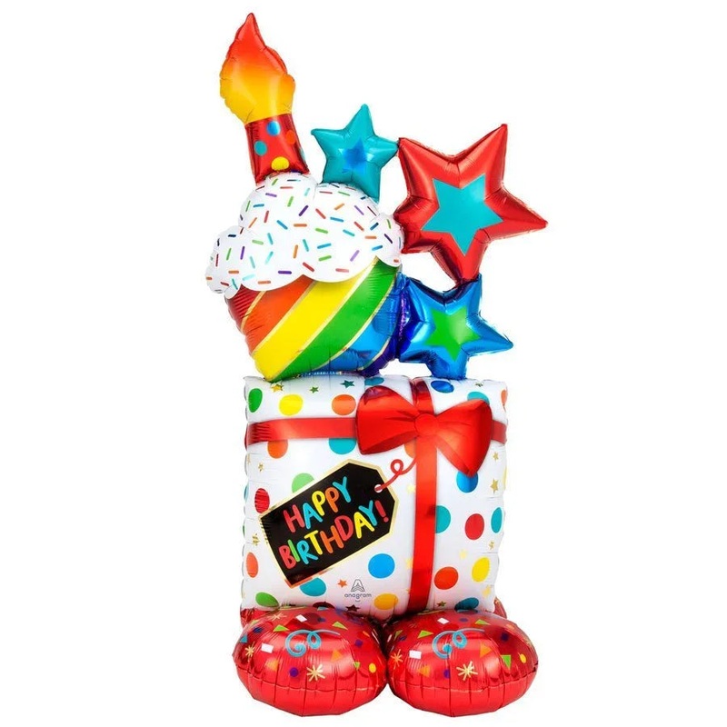 Happy Birthday Gift Stacker AirLoonz Balloon Uninflated 55 | 1 ct