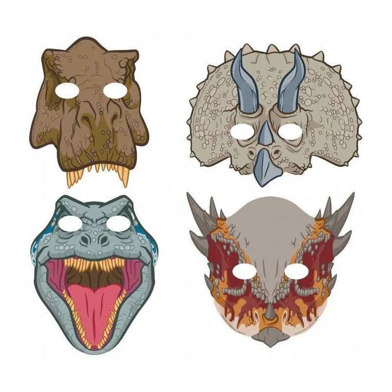Jurassic World Into The Wild Paper Masks | 8ct