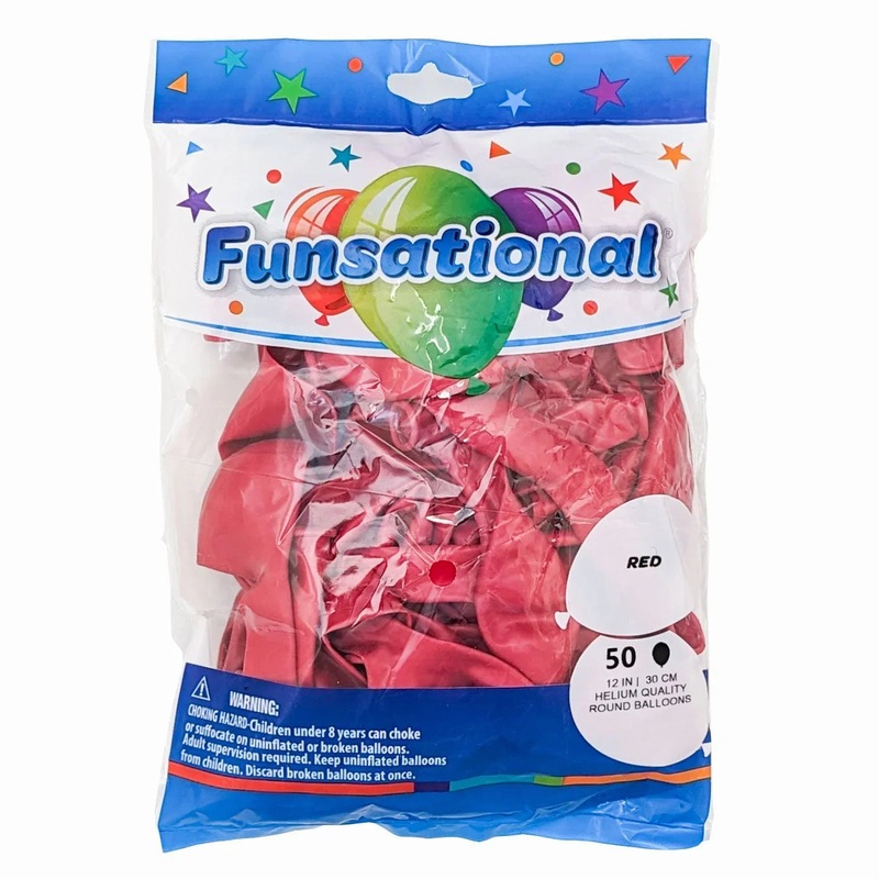 Red Funsational 12 Latex Balloons | 50ct