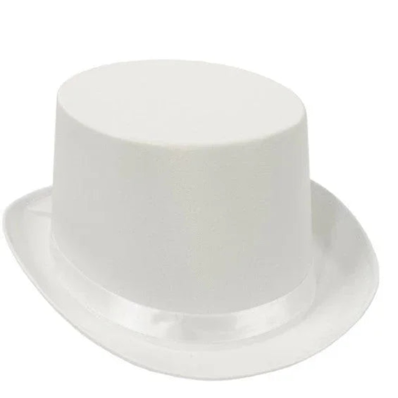 White Satin Sleek Top Hat | 1ct
