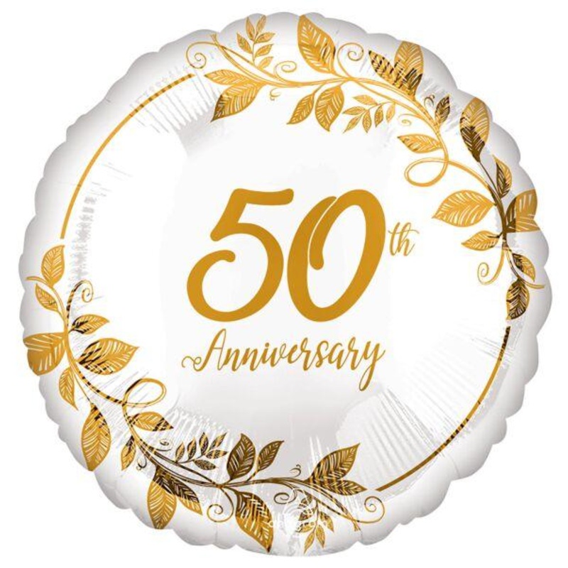 50th Anniversary Gold Leaves Mylar Balloon 17 | 1ct