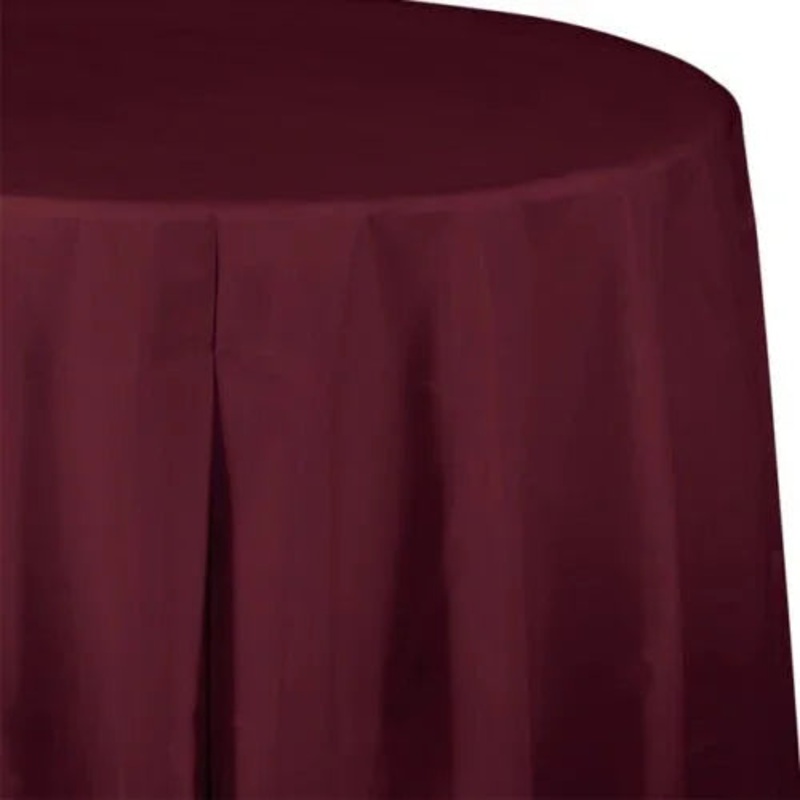 Burgandy Round Plastic Table Cover 82 | 1 ct