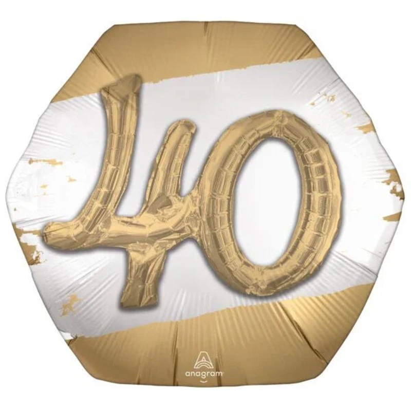 Golden Age Happy 40th Birthday Hexagonal Supershape Balloon, 30 | 1ct
