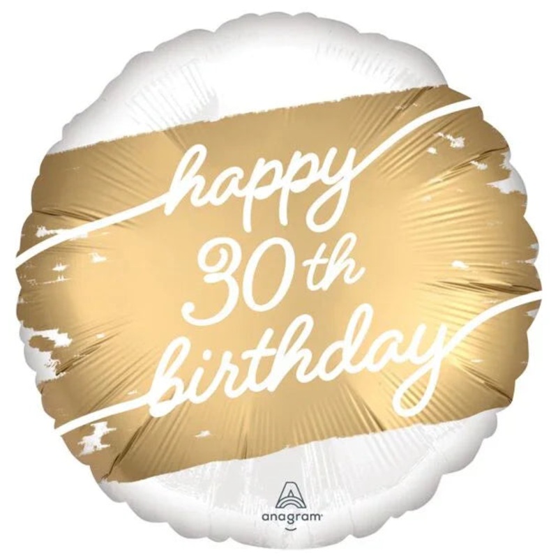Happy 30th Birthday Golden Mylar Balloon 17  | 1ct.