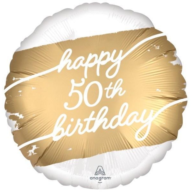Happy 50th Birthday Golden Mylar Balloon 17  | 1ct.