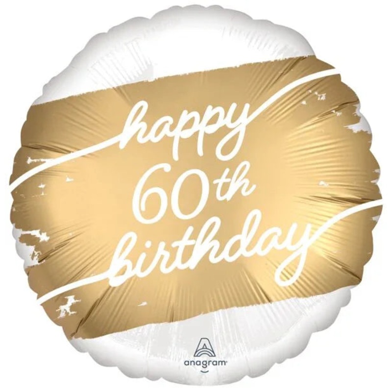 Happy 60th Birthday Golden Mylar Balloon 17  | 1ct.