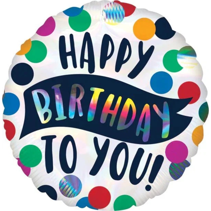 Happy Birthday Iridescent Time To Party Mylar Balloon 18 | 1ct