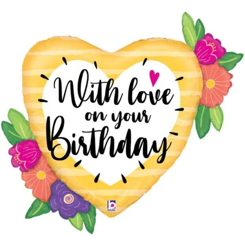 Happy Birthday With Love Supershape Mylar Balloon 35 | 1ct