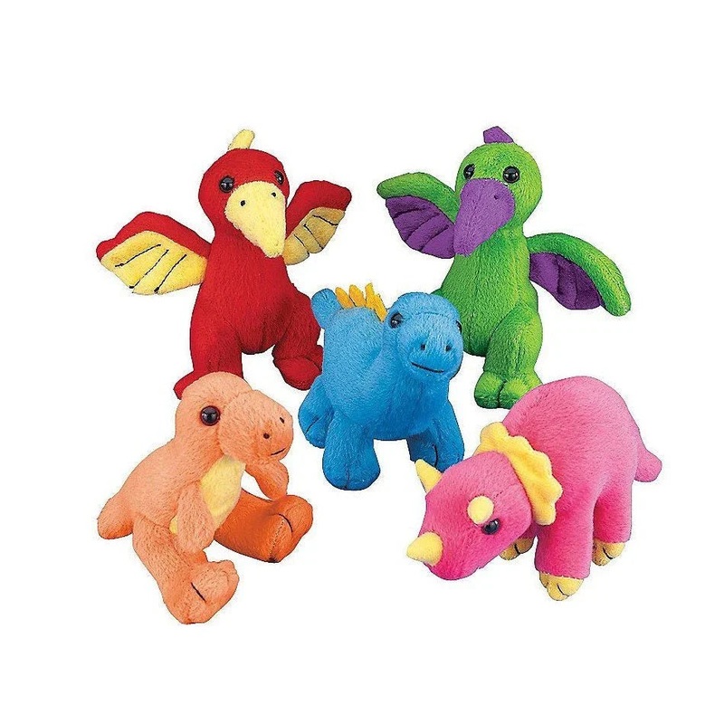 Plush Neon Stuffed Dinosaurs | 12ct