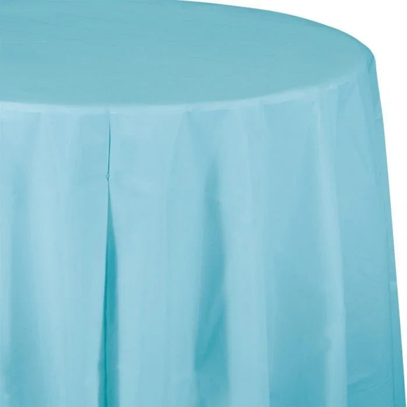 Round Plastic Table Cover Pastel Blue 82 | 1 ct
