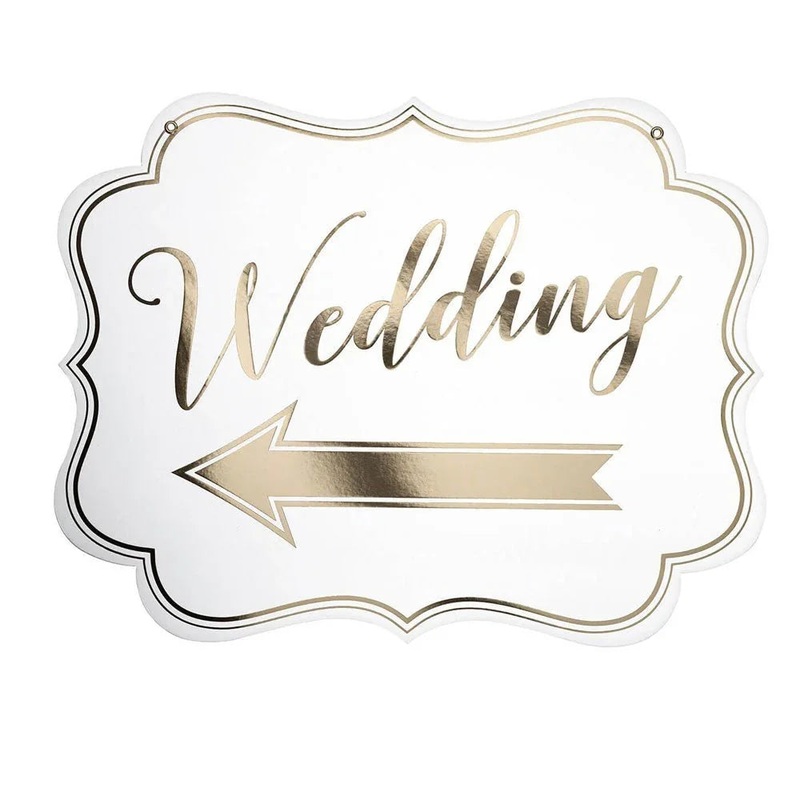 White & Gold Wedding Scroll Sign 18 | 1ct