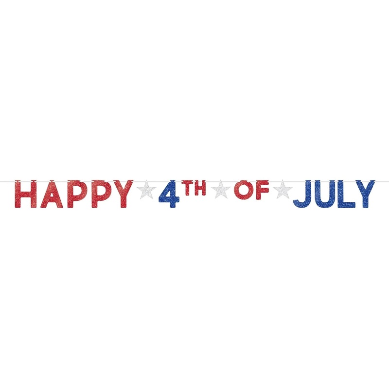 4th Of July Patriotic Glitter Banner 12′ | 1ct