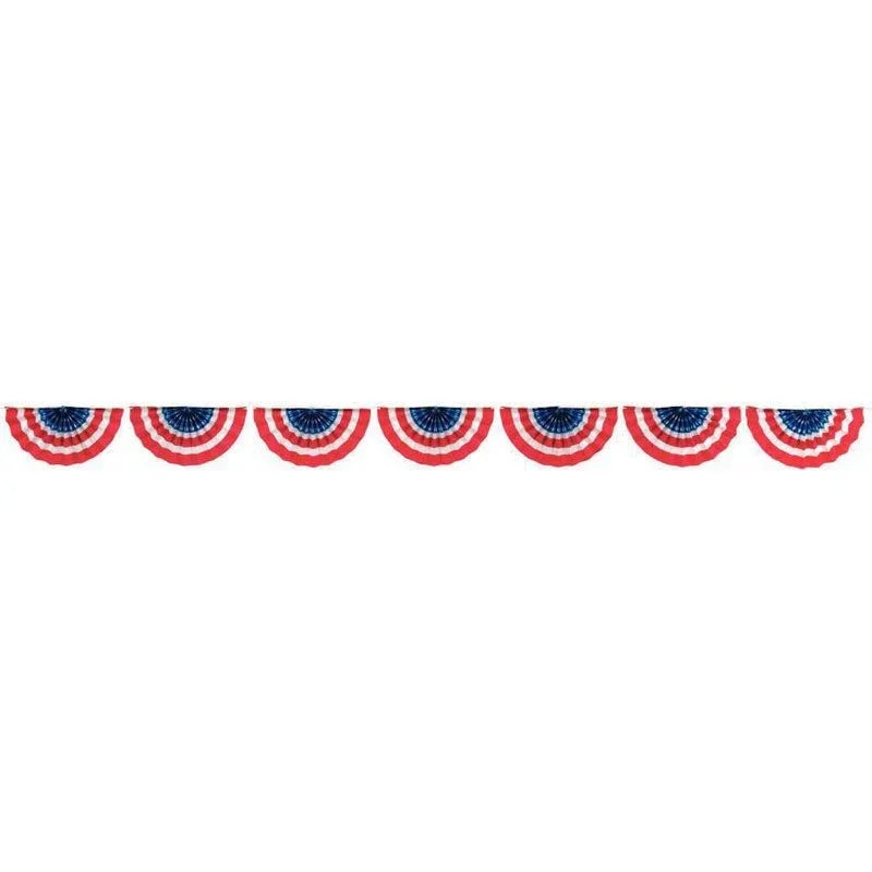 4th Of July Patriotic Paper Fan Garland 8ft | 1ct