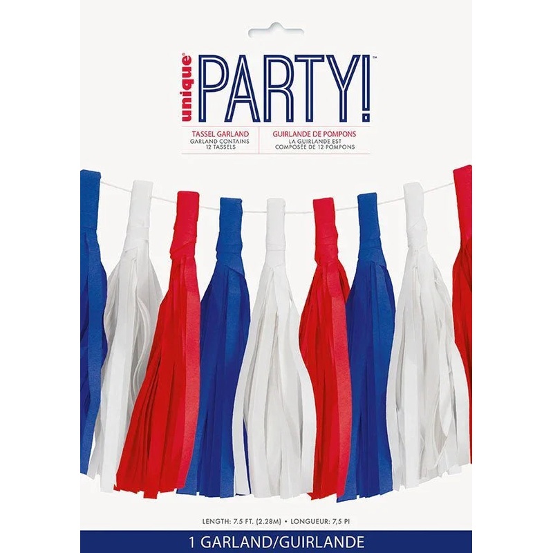 4th Of July Patriotic Tassel Garland 7.5′ | 1ct