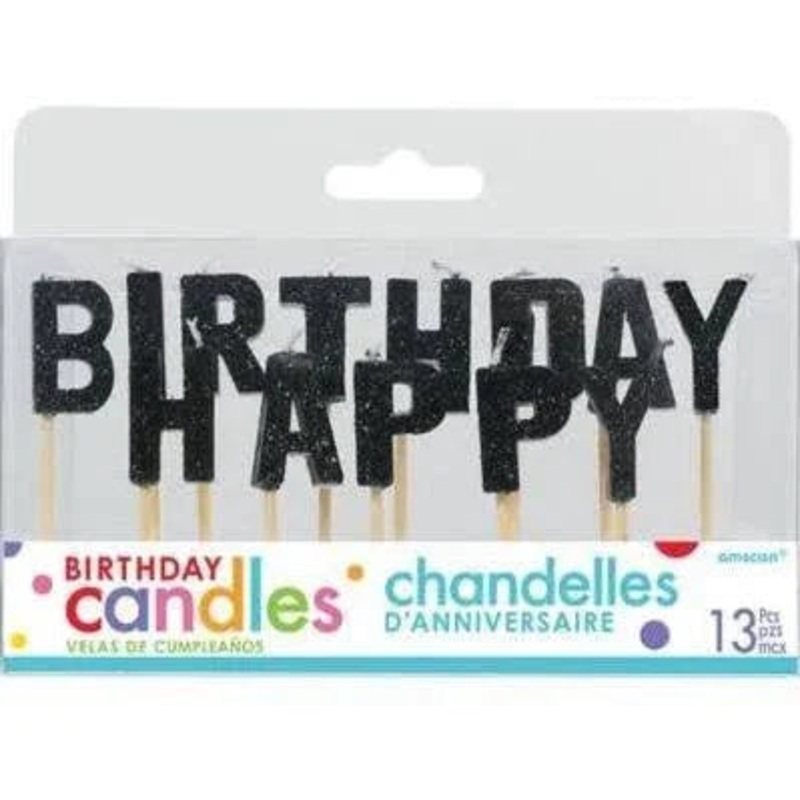 Black Happy Birthday Pick Candle