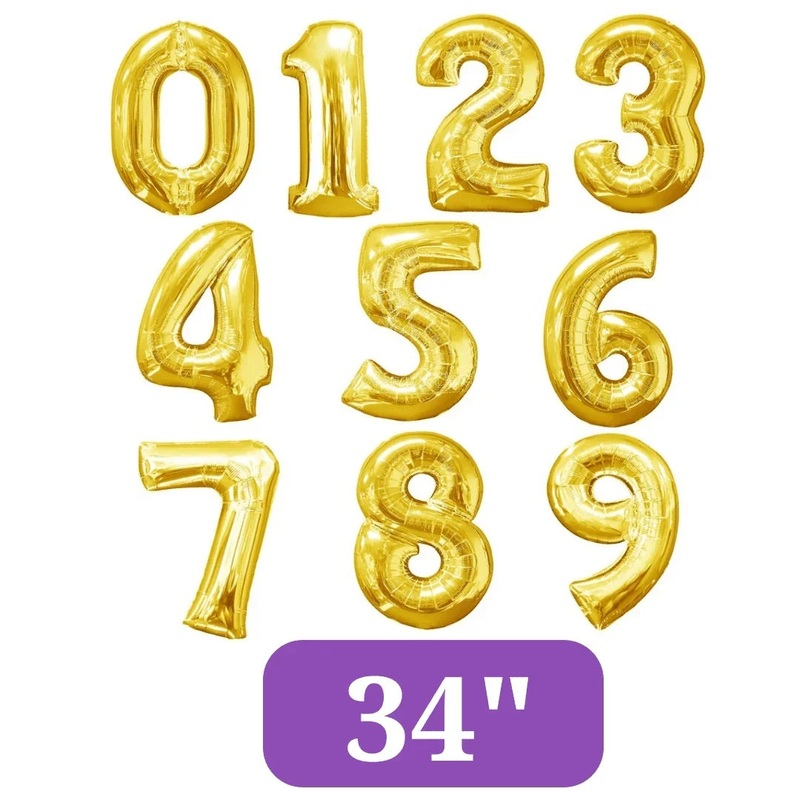 Gold Jumbo Number Balloons 34|1|2|3|4|5|6|7|8|9|0