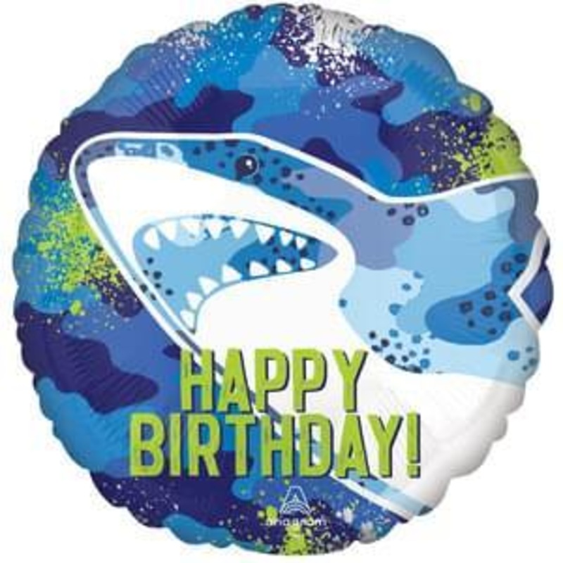 Happy Birthday Shark Mylar Balloon 18 | 1 ct