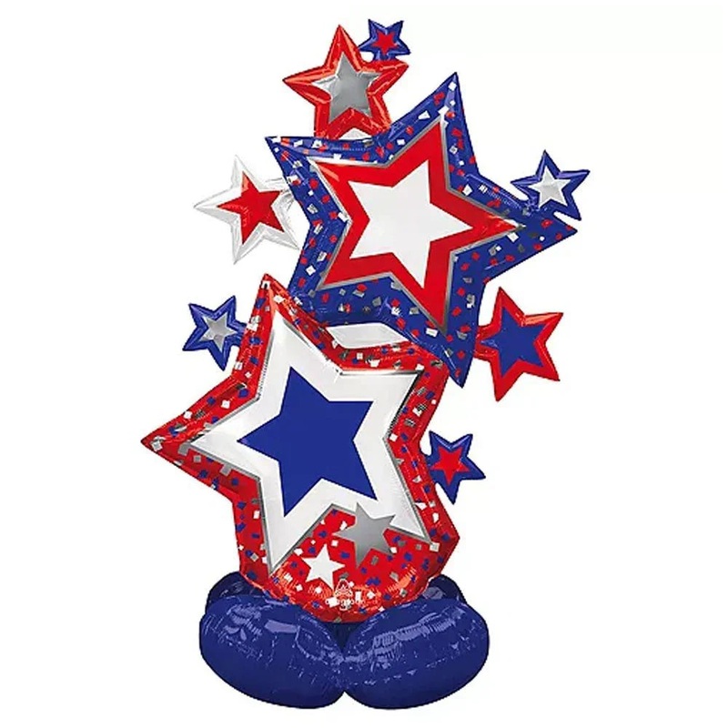 Patriotic Star Cluster Airloonz Foil Balloon Uninflated, 59 | 1 ct