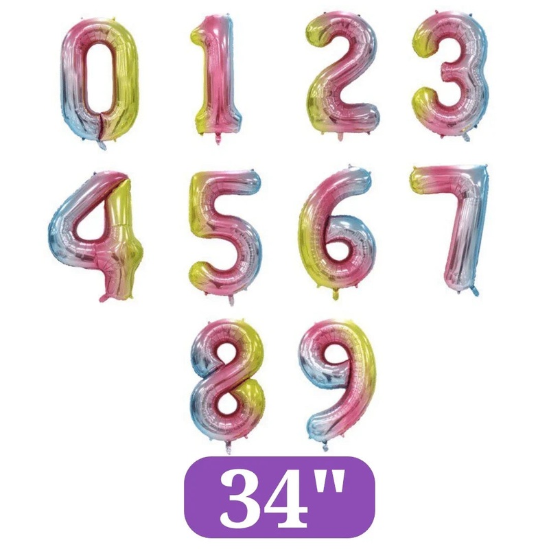 Rainbow Jumbo Number Balloons 34