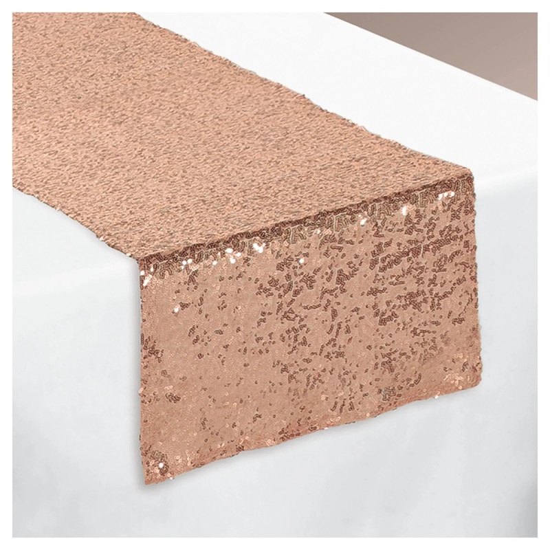 Rose Gold Sequin Table Runner 13×72 | 1ct