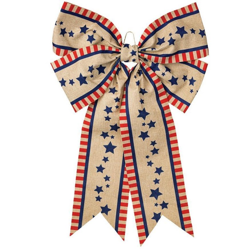 Vintage Patriotic Burlap Bow, 20in x 25in | 1ct