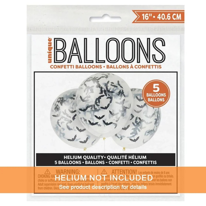 16 Halloween Bat-Shaped Confetti Latex Balloon Pack | 5 ct