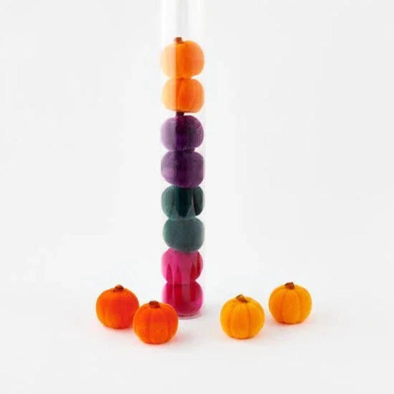 3.25in Small Flocked Pumpkins 12pk | 1ct