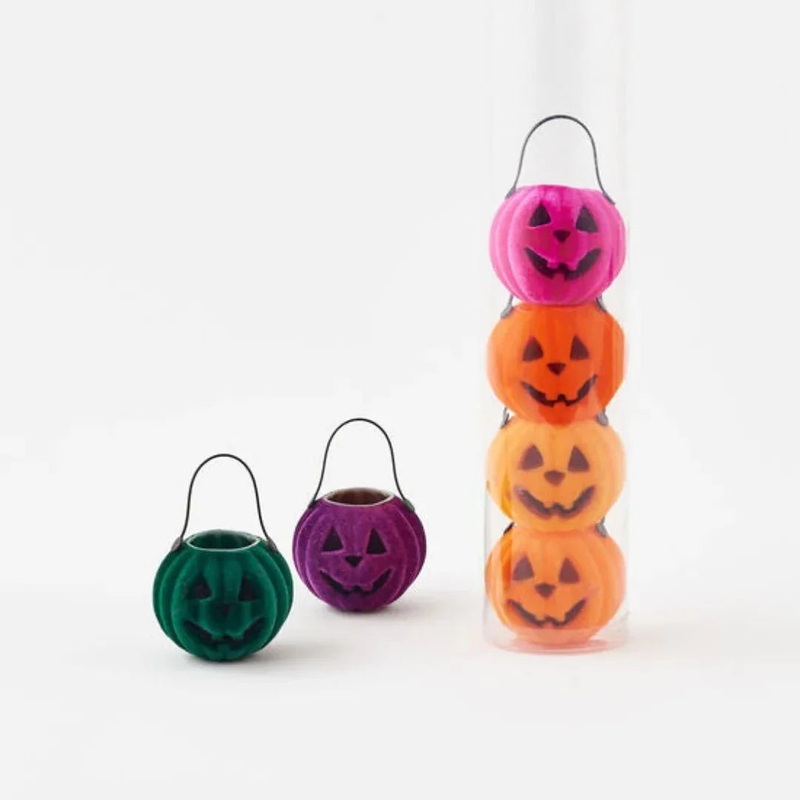 6 Flocked Pumpkin Baskets in Tube | 1 ct