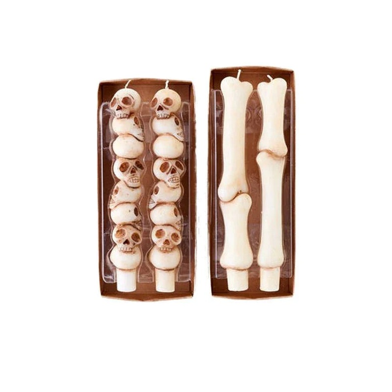 8in Stacked Skulls or Bones Taper Candle | 1 ct