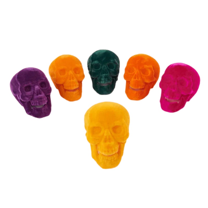 9.5in Flocked Skull Assorted Colors | 1 ct