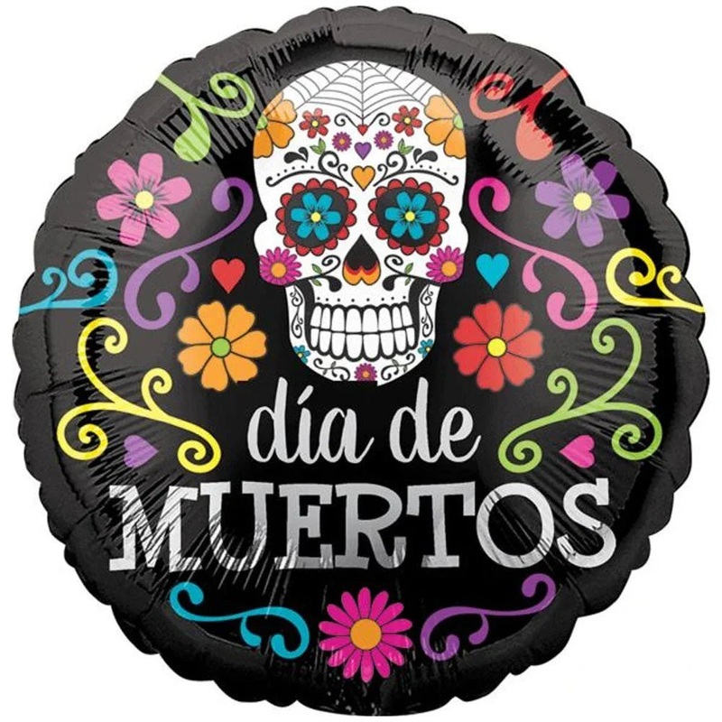 Halloween Colorful Dia De Muertos Mylar Balloon 17 | 1ct