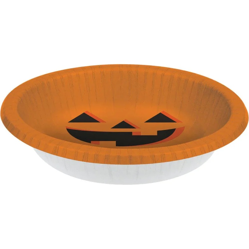 Halloween Pumpkin Paper Bowl Orange 20 oz. | 8ct