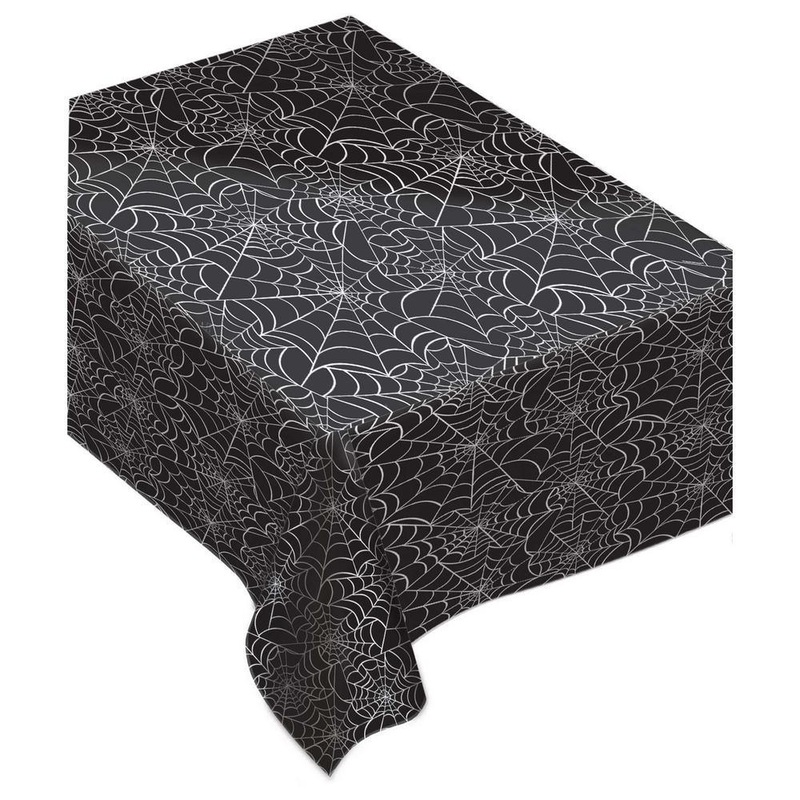 Halloween Spider Web Flannel Back Table Cover Rectangle 52 x 90 | 1ct
