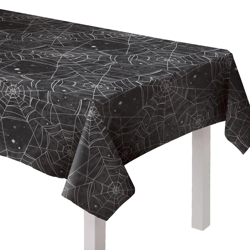 Halloween Spiderweb Night Flannel-Backed Vinyl Tablecloth, 54in x 108in | 1ct