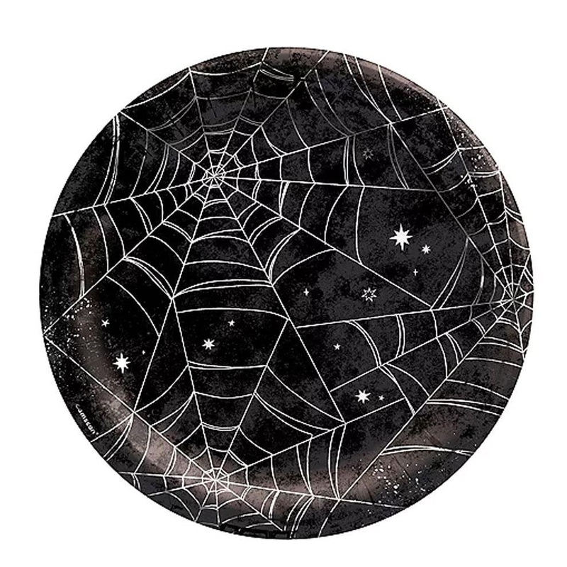 Spiderweb Night Halloween Paper Dinner Plates, 10in | 20ct