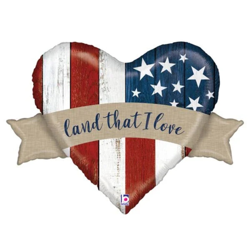 4th Of July Land That I Love Heart SuperShape Mylar Balloon 32 | 1 ct