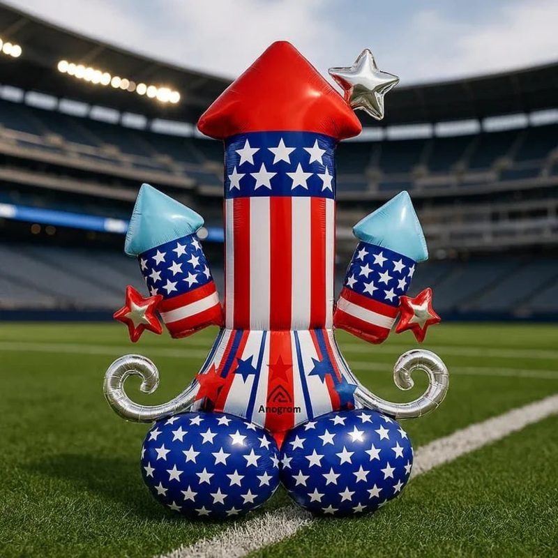 4th Of July Rockets Bursting in Air Airloonz Foil Balloon Uninflated 38 | 1 ct