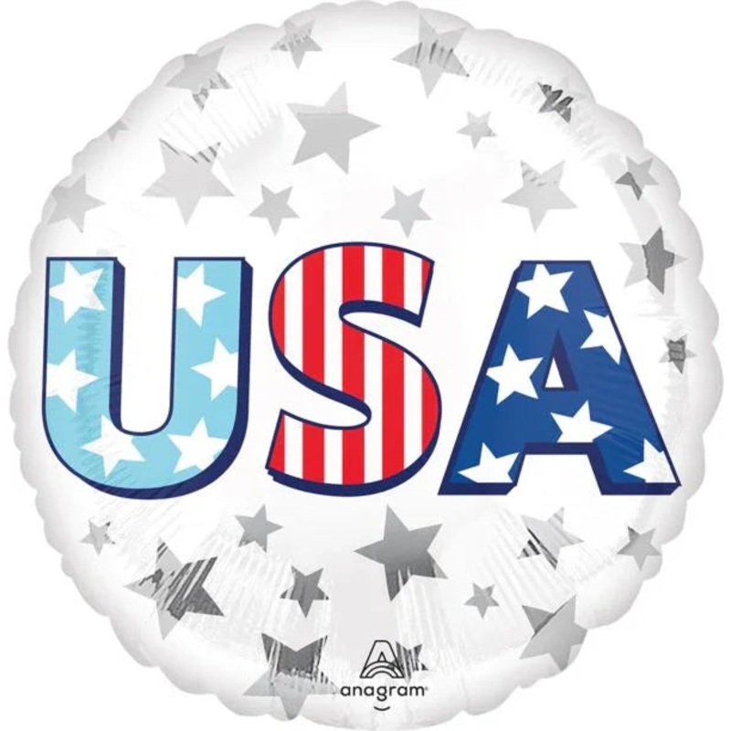 4th Of July USA Star Bursts Mylar Balloon 18 | 1 ct