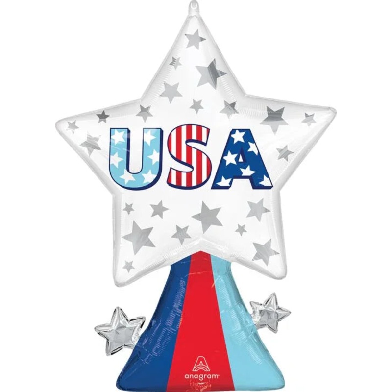 4th Of July USA Star Bursts SuperShape Mylar Balloon 32 | 1 ct