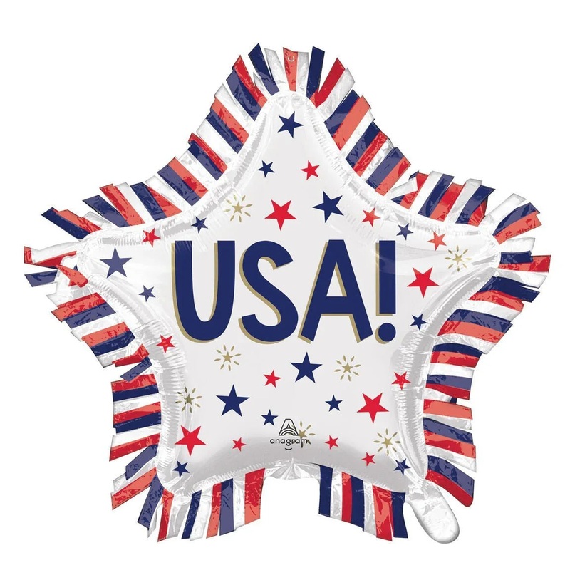 4th Of July USA Star Fringe SuperShape Mylar Balloon 28 | 1 ct