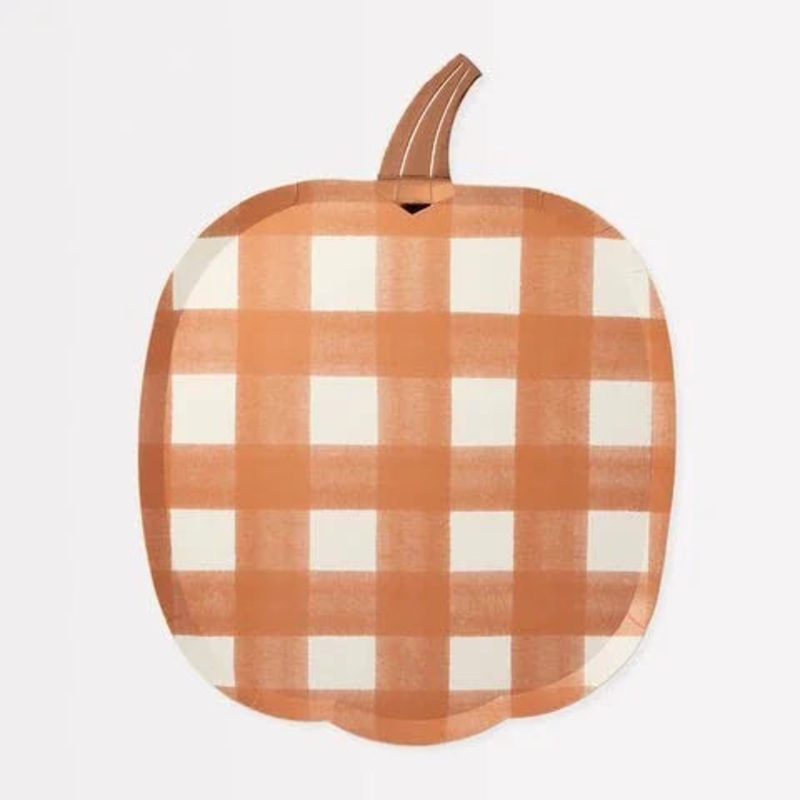 Halloween Gingham Pumpkin Plates 10.5 | 8ct