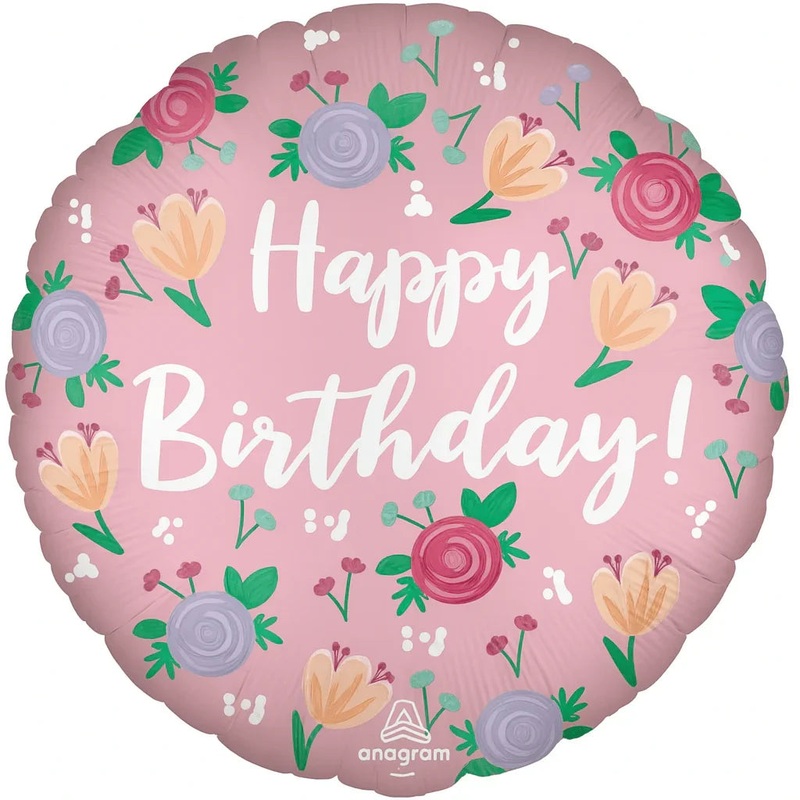 Happy Birthday Peony Mylar Balloon 18 | 1ct