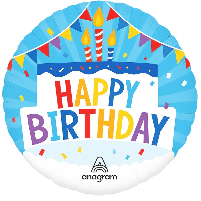 Happy Birthday Tiered Cake Mylar 18in | 1ct