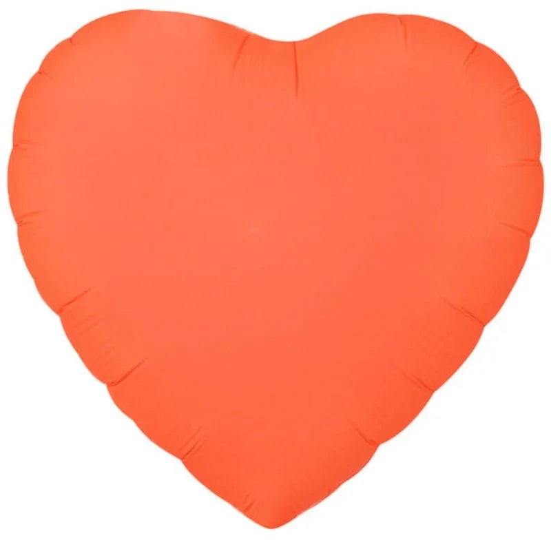 Neon Orange Heart Mylar 18 | 1ct