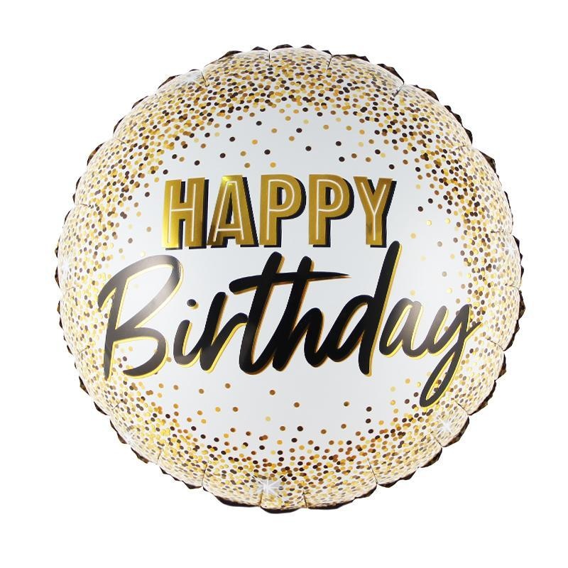 18 Happy Birthday Gold Dots Mylar Balloon | 1 ct