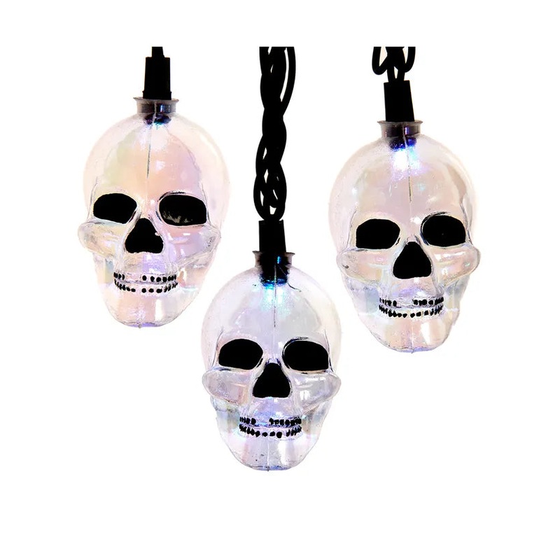 10-Light RGB LED Glitter Skull Light Set, 12′ (UL)