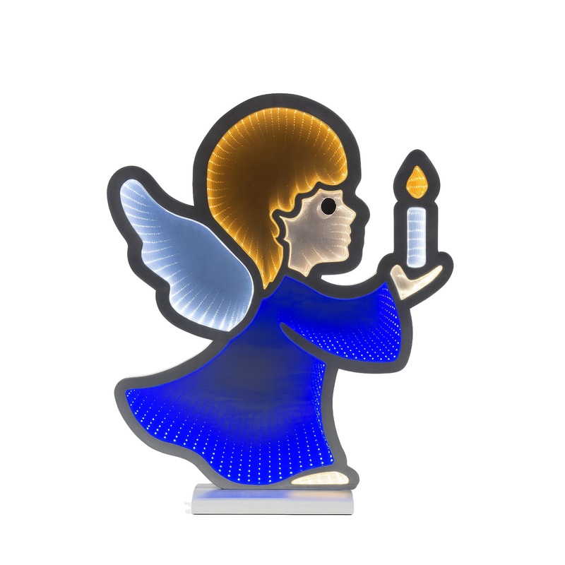 Angel Holding Candle Infinity Light, Acrylic w/UL Plug, 16