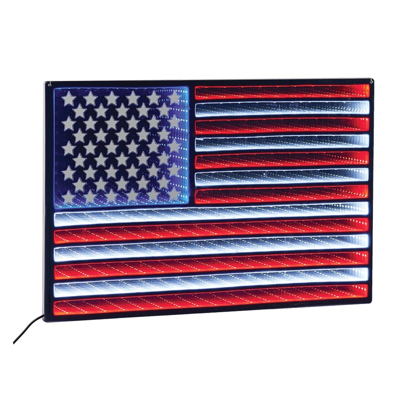 Flag Infinity Light 23L x 15.5H Hanging w/UL Plug