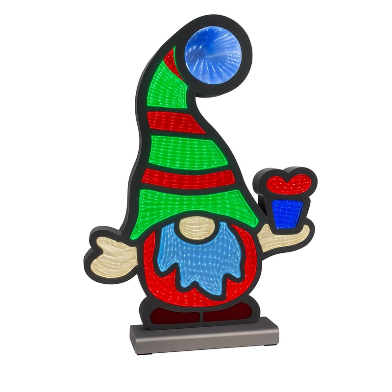 Gnome W/Present Infinity Light, Acrylic w/UL Plug, 16
