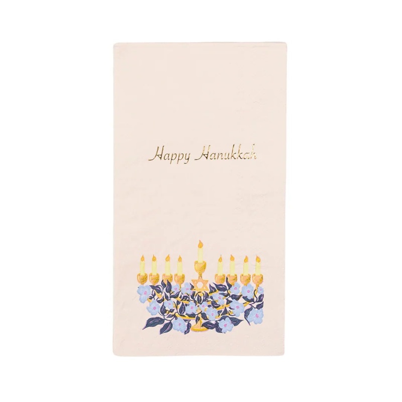 Happy Hanukkah Menorah Guest Towel Napkins | 20 ct.